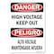 Signmission OSHA Danger Sign, 10" Height, 14" Width, Rigid Plastic, High Voltage Keep Out (Bilingual), Landscape OS-DS-P-1014-L-19391 - alternate 1